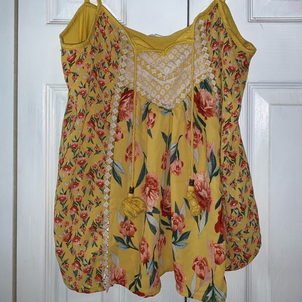 Flowered dressy tank top.